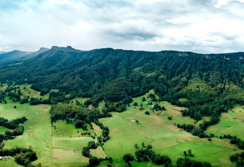 Aerial view of a farm in New South Wales.