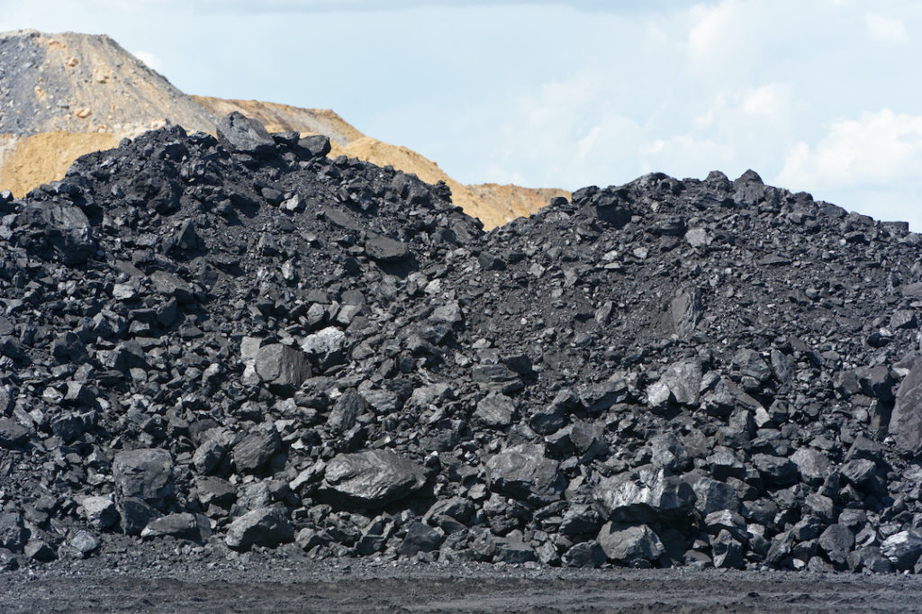 Raw coal from a mine