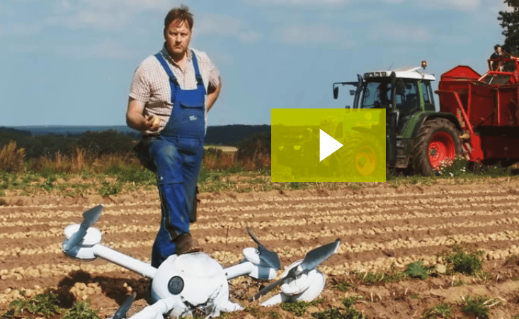 Farmer downs drone with potato