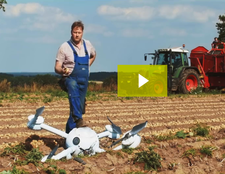 Farmer downs drone with potato