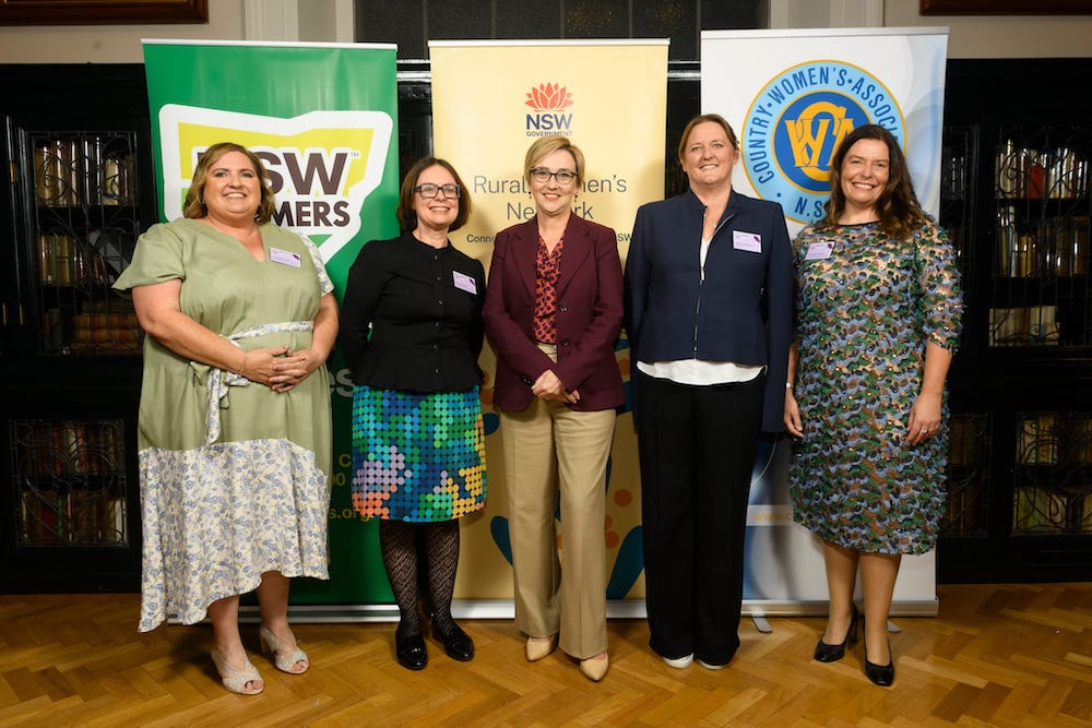The state finalists of the NSW/ACT Rural Women's Award join NSW Minister for Women Jodie Harrison, and NSW Farmers Vice President of the Board of Directors, Rebecca Reardon, at the awards dinner on 18 May.