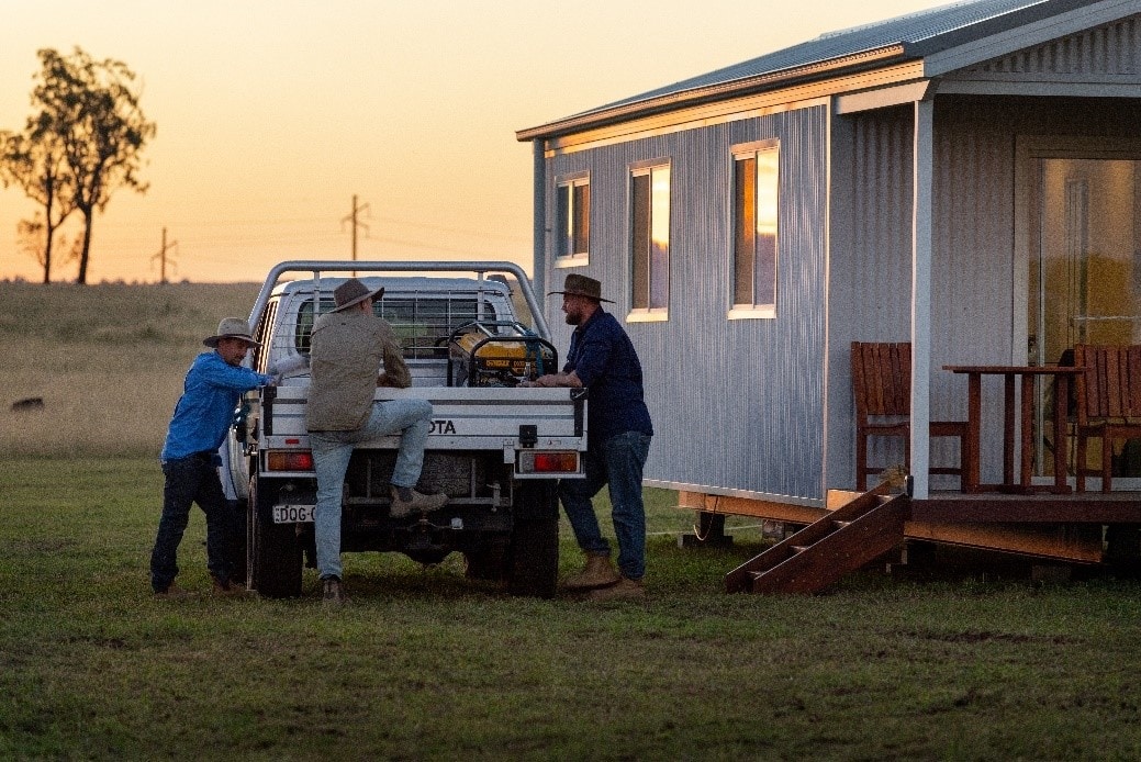 Happy farm workers enjoying their new Aruva modular units.